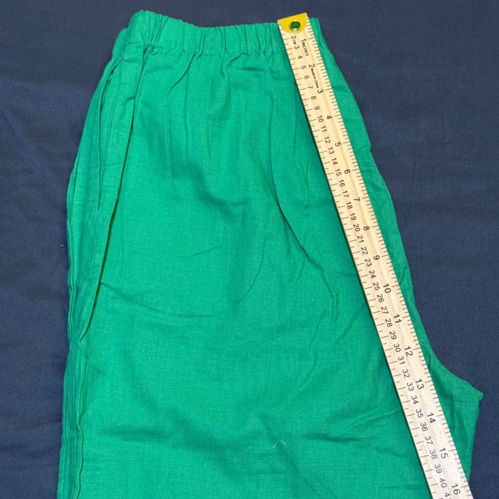 Commense Oversized Linen Tied Two Piece Pants Set in Green Size Small - Picture 7 of 8